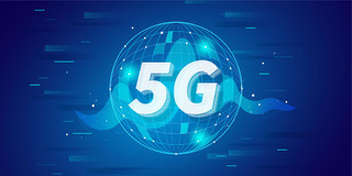 蓝色科技光效5g图标5G网络科技光效科技线条展板背景